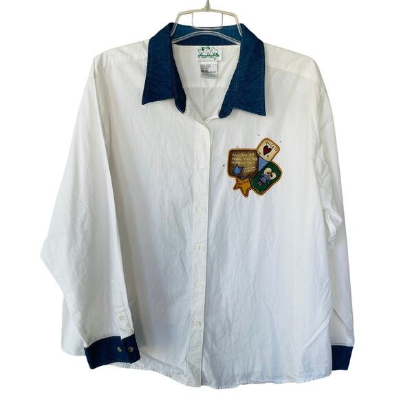 Quacker Factory white angel buttondown shirt size 2X - Picture 1 of 7